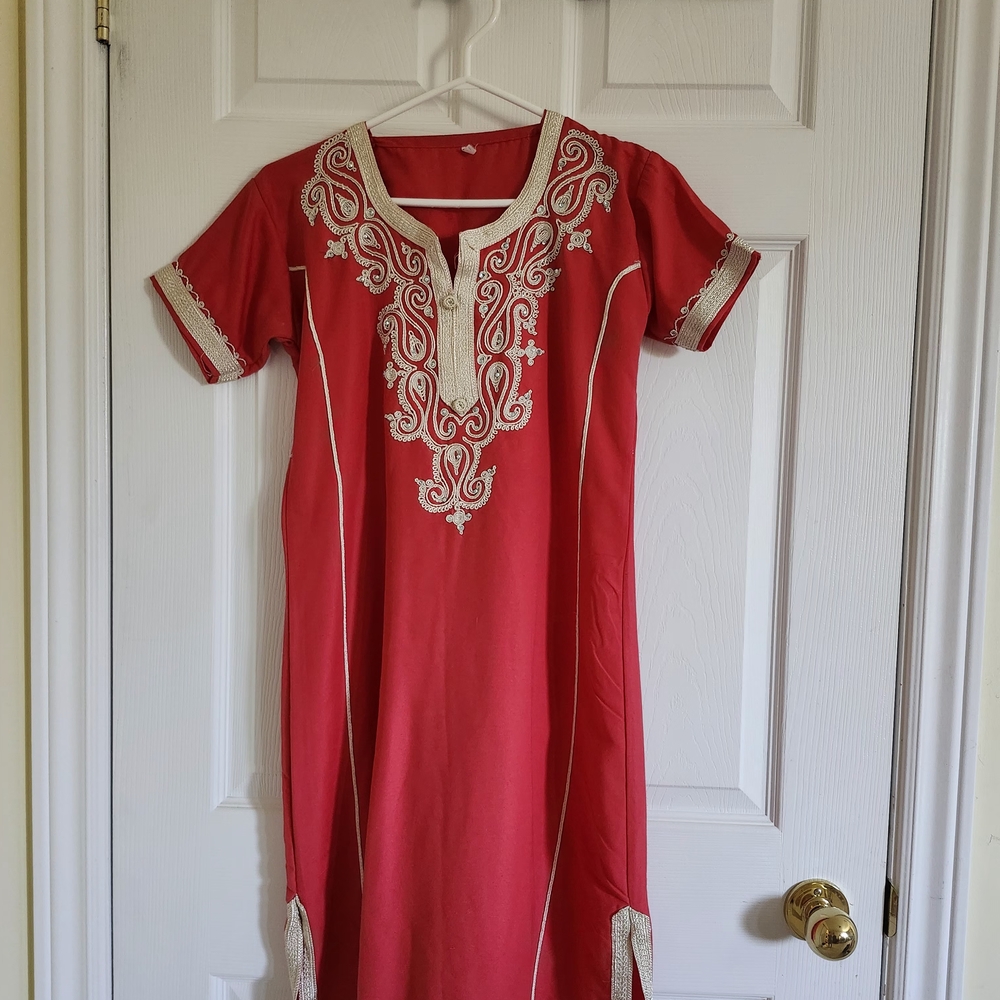 Elegant Red Embroidered Dress